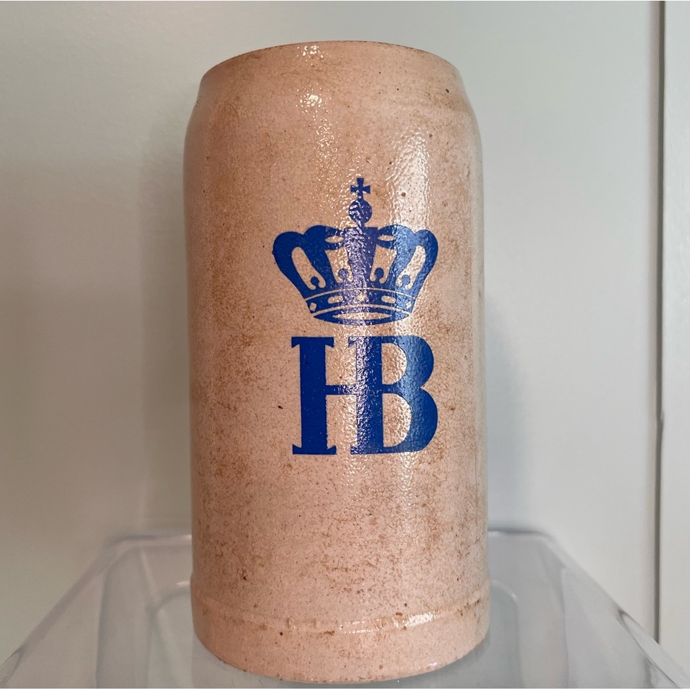 Vintage Stoneware HB Hofbrauhaus 1L Beer Stein Saltglaze‎ Bar Mug Tankard.